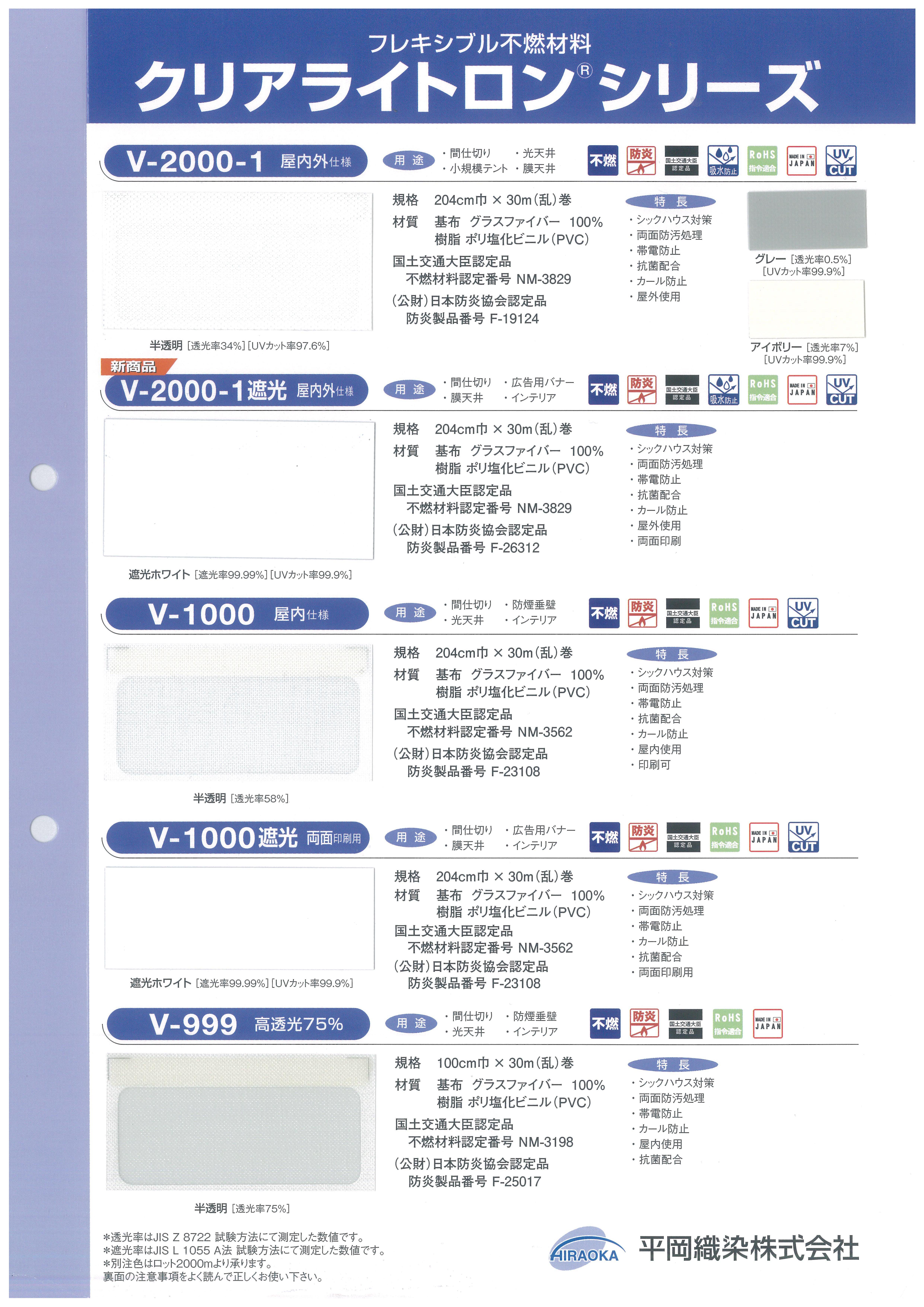 不燃材料クリアライトロン　カタログ