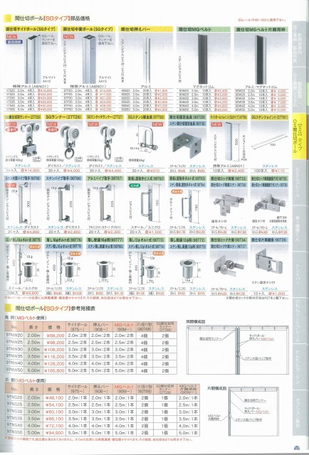 間仕切ポール　SGタイプ　部品一覧