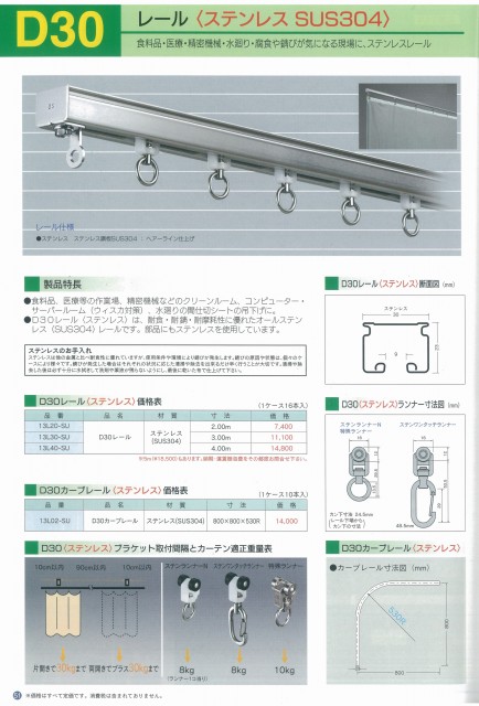 D30レール（ステンレス）　一覧